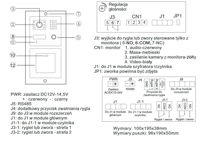 Stacja bramowa wideodomofonu z czytnikiem RFID S601A-2